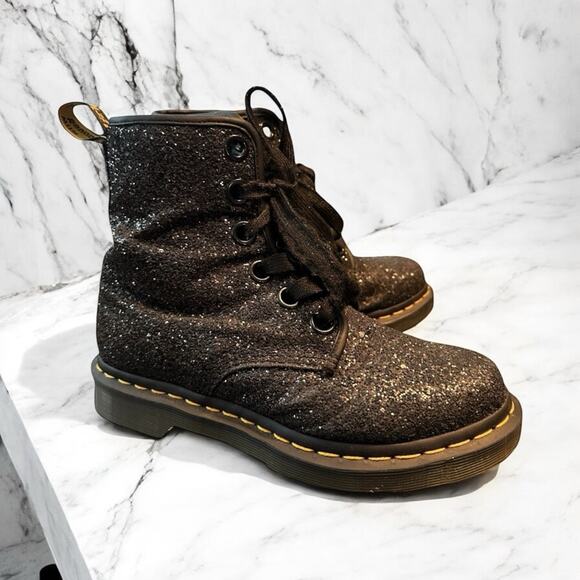 Dr. Martens Shoes - Dr. Martens Womens 1460 Farrah Black Chunky Glitter Lace-up Combat Boots
Size 6